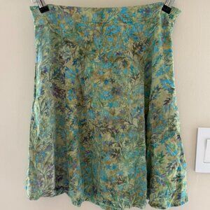 Y2K Eagle Ray Traders A-line Flare Hem Green Blue Summer Boho Midi Skirt Medium